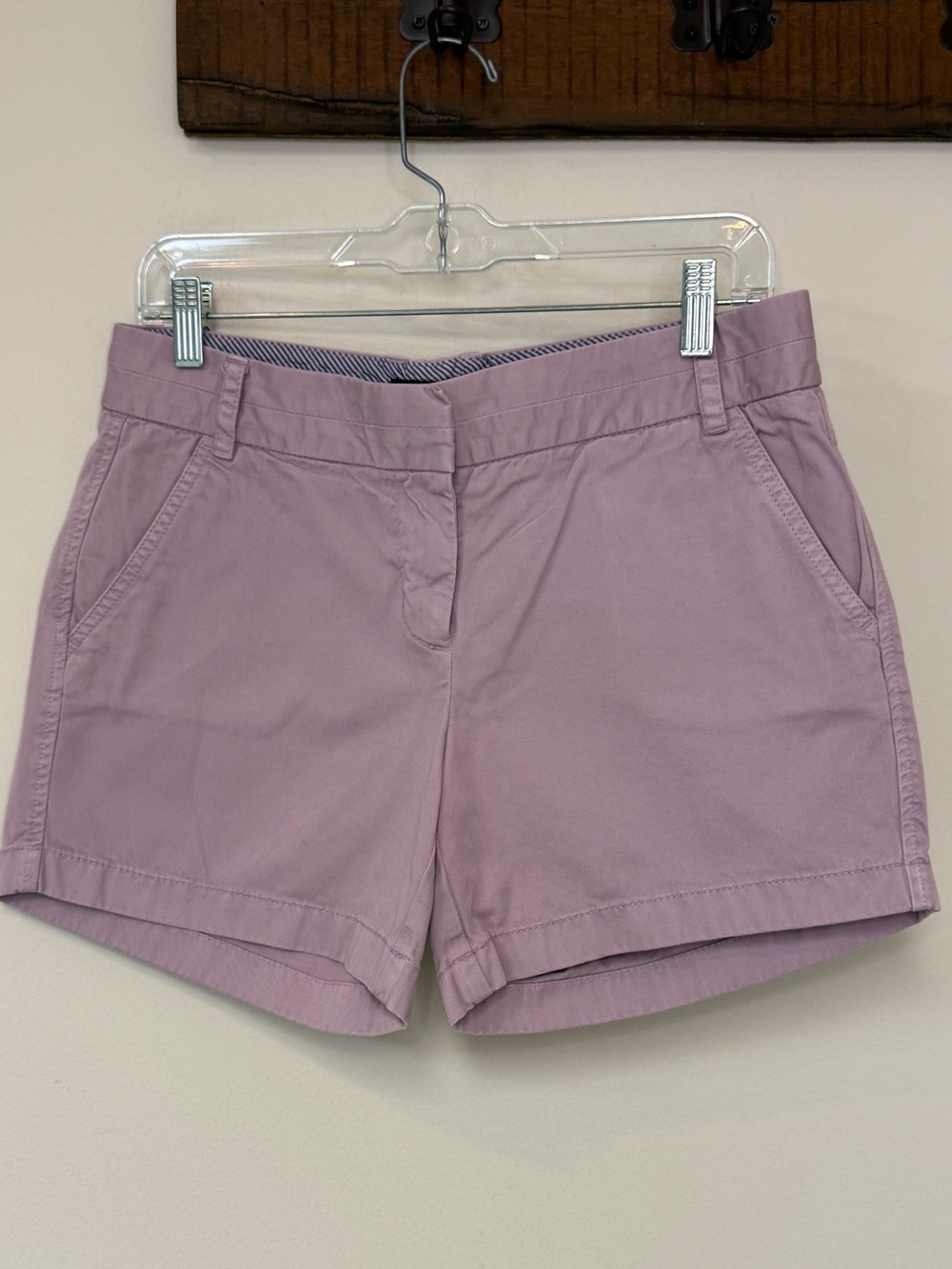 J. Crew: Women's Mid-Rise Cotton Chino Short, Lavender / Lilac, Size 6